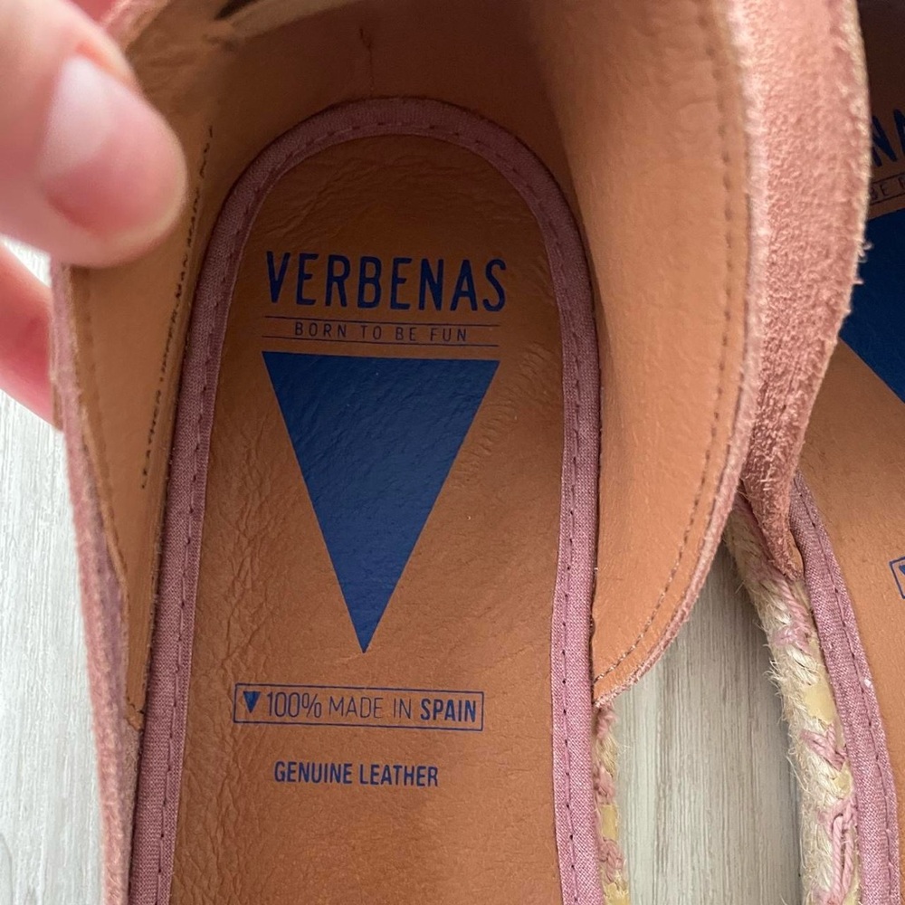 Verbenas Cruz Suede Leather Made In Spain Peep Toe Espadrilles Flats Womens 41 - Picture 6 of 7
